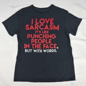 Spencer's I Love Sarcasm Graphic T-Shirt Mens Medium Black Red Funny Humor Tee